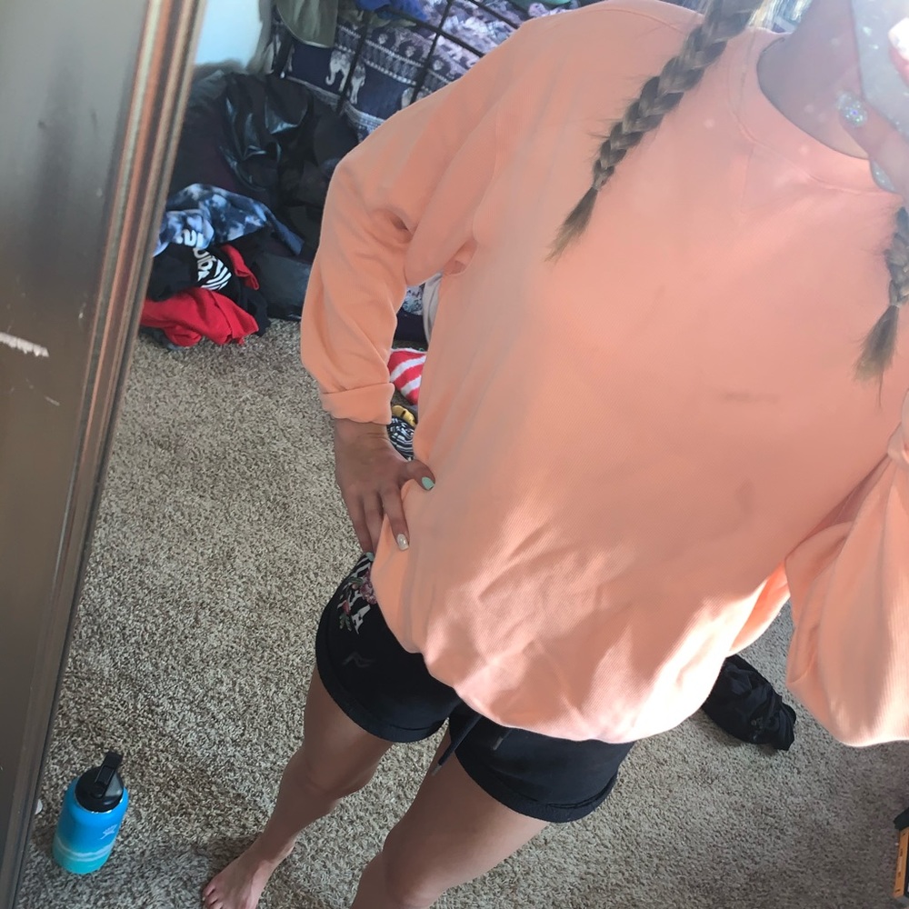 orange/coral/peach crewneck
